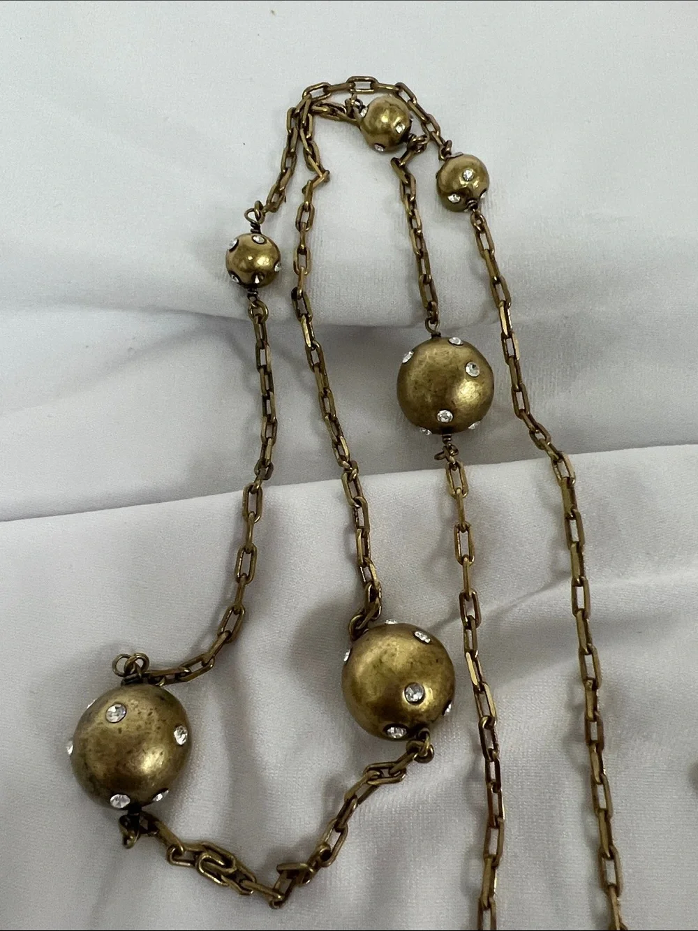 Long Gold Bead Station Necklace - Women Jewelry